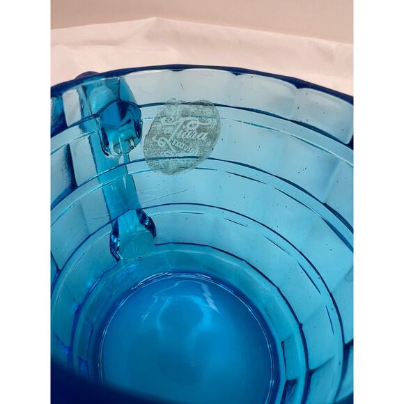 Indiana Glass Tiara Line Electric Blue Barrel Creamer And Sugar - Picture 4 of 4